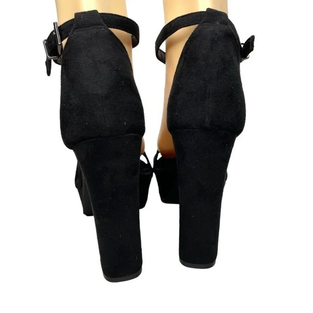 Nasty Gal Women's‎ Black Faux Suede Mis Sized NWOT Platform Heel Size 8.5/39 M